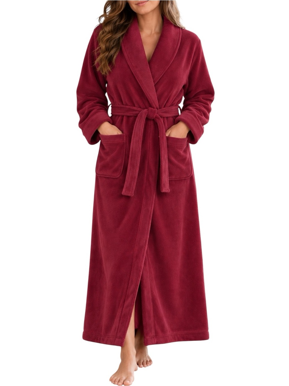 L.L.Bean Winter Fleece Wrap Robe Deep Rosewood Small Petite